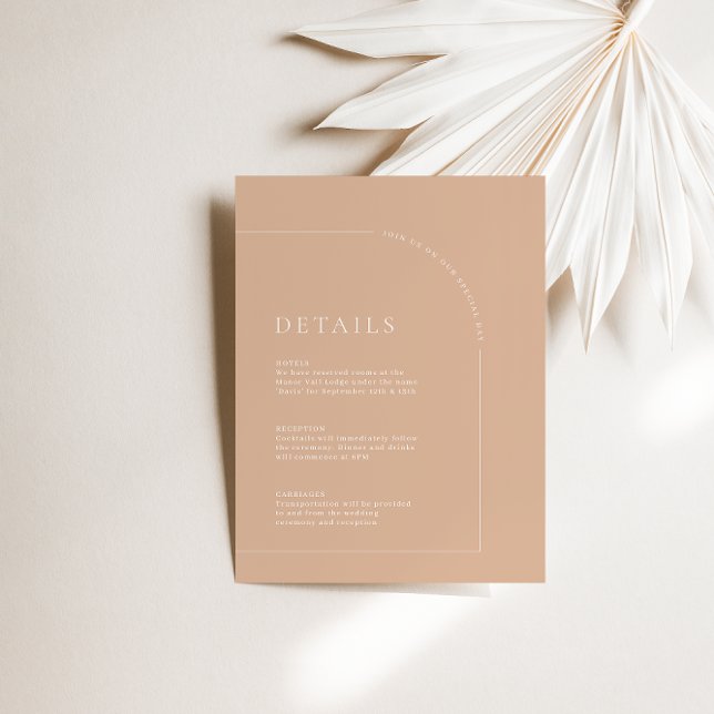 Modern Boho Tan Arch Wedding Details Enclosure Card (Creator Uploaded)