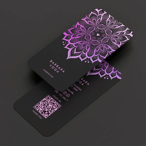 Modern Boho Tarot Purple Mandala Spiritual Lotus  Business Card
