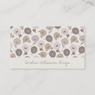 Modern Boho Taupe Blush Gray Botanical Flowers Business Card
