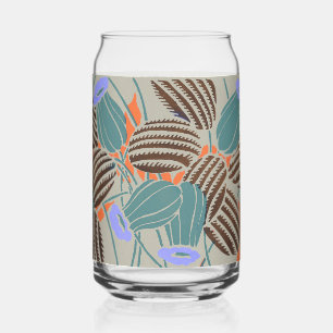Modern Boho Teal & Lavender Floral Decor Can Glass