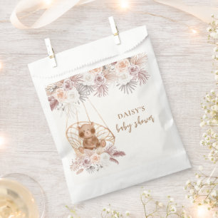 Modern Boho Teddy Bear Pampas Baby Shower  Favor Bag