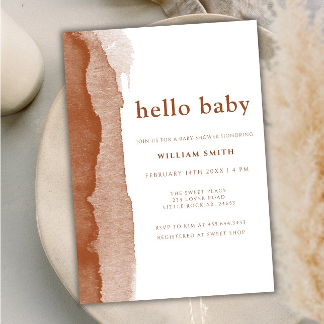 Modern Boho Terracotta Abstract Boy Baby Shower Invitation (Modern Boho Terracotta Abstract Boy Baby Shower Invitation)