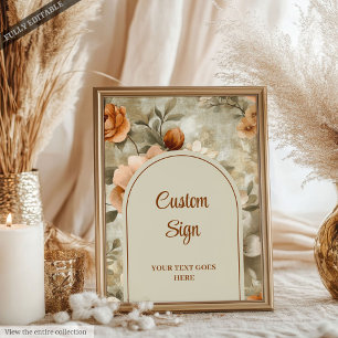 Modern Boho Terracotta Beige Olive Floral Custom Poster
