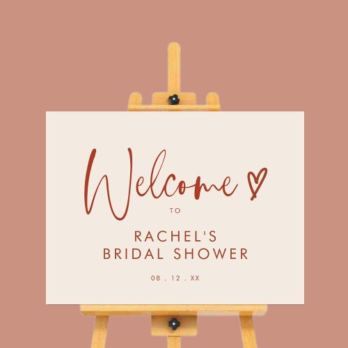 Modern Boho Terracotta Bridal Shower Welcome Sign 