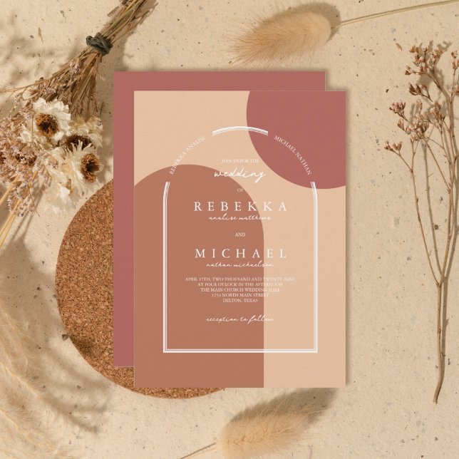 Modern Boho Terracotta Couple Names Arch Wedding Invitation (Creator Uploaded)