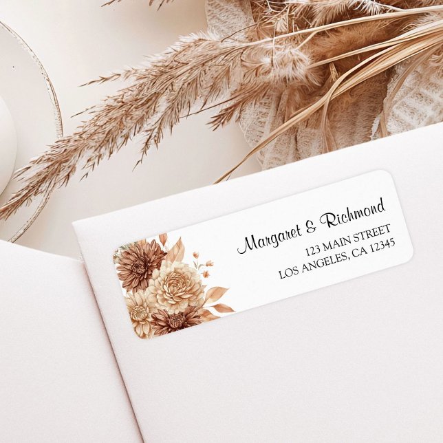 Modern Boho Terracotta Floral Wedding Address Label (Creator Uploaded)