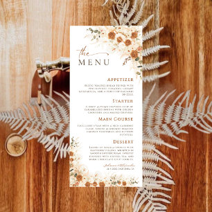 Modern Boho Terracotta Floral Wedding Menu