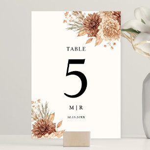 Modern Boho Terracotta Floral Wedding Table Number