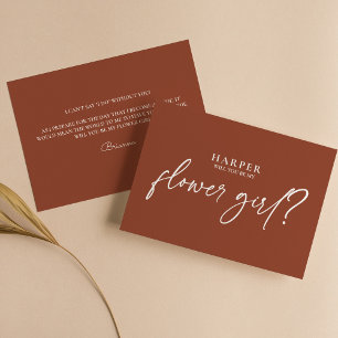 Modern Boho Terracotta Flower Girl Proposal Card
