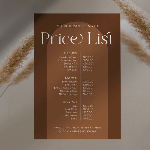 Modern Boho Terracotta Hair Nails Salon Price List Poster