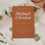 Modern Boho Terracotta Minimalist Wedding Invitation<br><div class="desc">Part of a wedding suite. A minimalist terracotta orange wedding invitation featuring a typographic design and art nouveau-inspired serif font that's perfect for the autumn or fall bride. The back of the invitation features an optional simple monogram design. Easily personalize by replacing each info. Order yours today.</div>