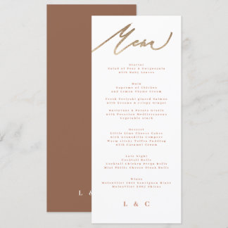 Modern Boho Terracotta Orange Gold Wedding Menu