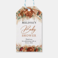 Modern boho terracotta rust floral Baby Shower Gift Tags