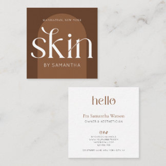 Modern Boho Terracotta Salon Skincare Aesthetician Square Business Card