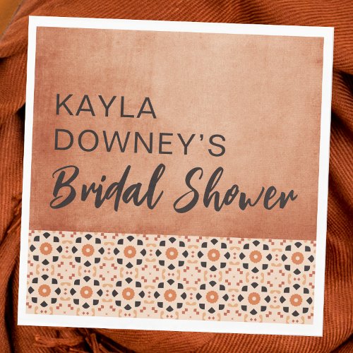 Modern Boho Terracotta Tile Bridal Shower Napkins