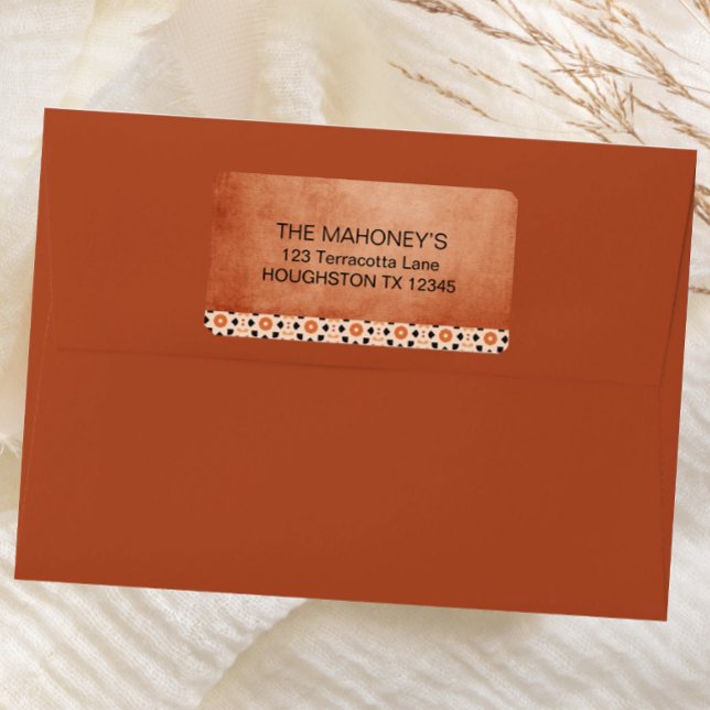 Modern Boho Terracotta Tile Southwestern Address Label (Creator Uploaded)