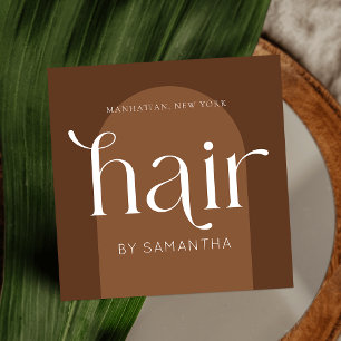 Modern Boho Terracotta Unique Hair Stylist Salon Square Business Card