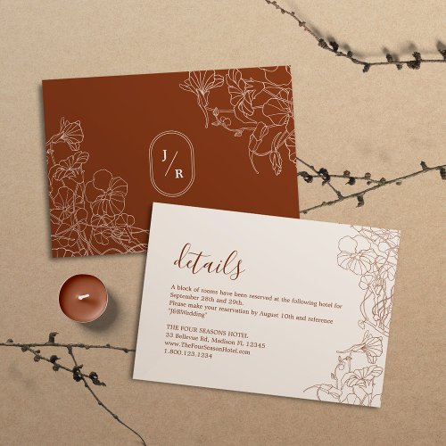 Modern Boho Terracotta Wedding Details Enclosure Card