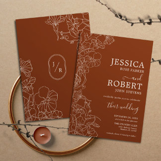 Modern Boho Terracotta Wedding Invitation