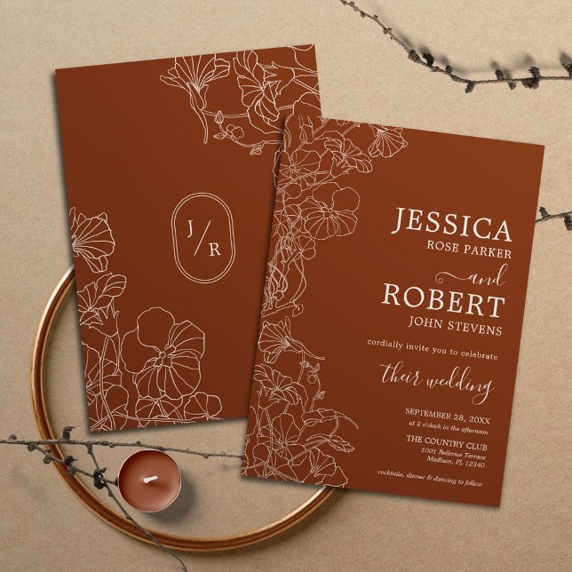 Modern Boho Terracotta Wedding Invitation (Creator Uploaded)