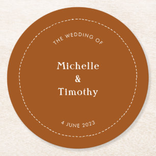 Modern Boho Terracotta Wedding Party Paper Coaster