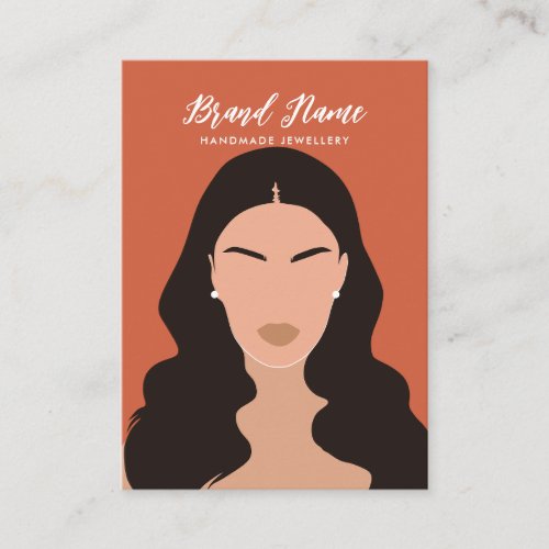 Modern Boho Terracotta Woman Earrings Display Business Card