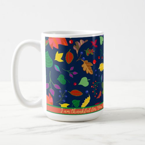 Modern Boho Thankful For You Fall Leaves Custom Coffee Mug