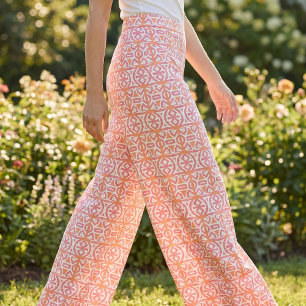 Modern Boho Tribal Geometric Coral Pink Pattern Fabric