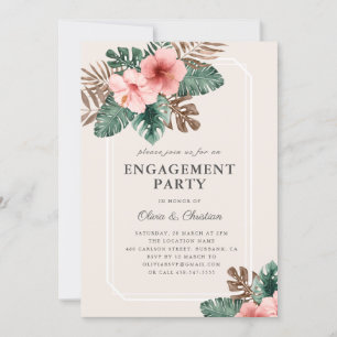 Modern Boho Tropical Floral Engagement Party Invitation