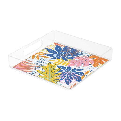 Modern Boho Tropical Jungle Palm Leaves Acrylic Tray