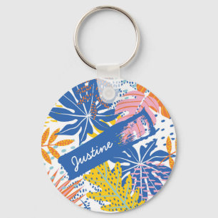 Modern Boho Tropical Jungle Palm Leaves Keychain
