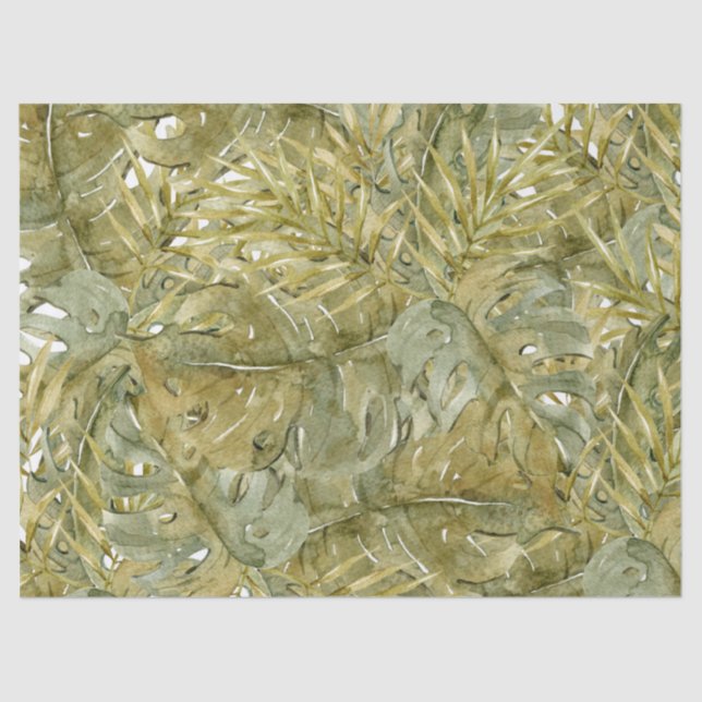 Modern Boho Tropical Leaves Dried Palm Tissue Paper (Front)