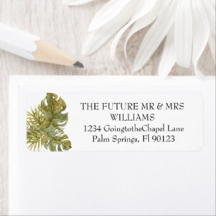 Modern Boho Tropical Leaves Dried Palm Wedding Label