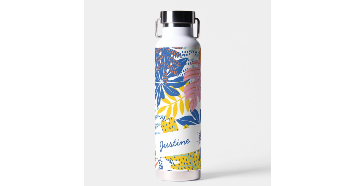 Preppy Hibiscus Design Custom 20oz Stainless Steel Water Bottle - Full Print