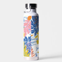 Preppy Hibiscus Design Custom 20oz Stainless Steel Water Bottle - Full Print