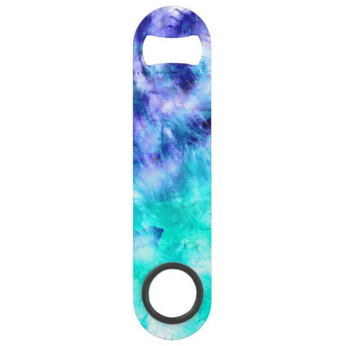 Modern boho turquoise watercolor mermaid tie dye speed bottle opener