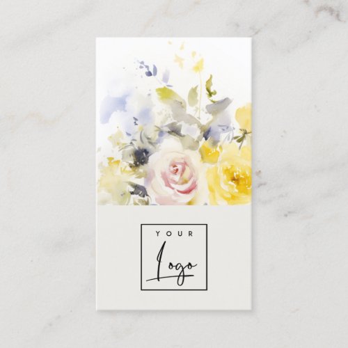 Modern Boho Vinatge Colorful Rose Floral Logo Business Card