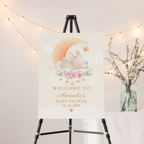 Modern Boho Watercolor Cute Bunny Girl Baby Shower Foam Board