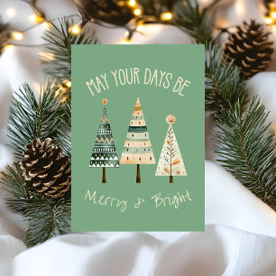 Modern Boho Watercolor Cute Christmas Earth Tones Holiday Card
