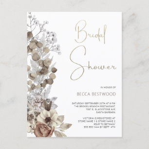 Modern Boho Watercolor Floral Bridal Shower Postcard
