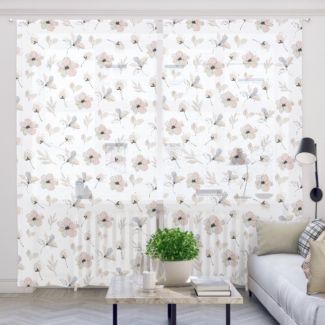 Modern Boho Watercolor Floral Curtains (Living Room)