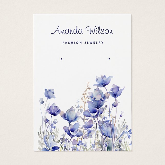 Modern Boho watercolor floral earring display card (Front)