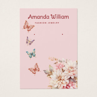 Modern Boho watercolor floral earring display card