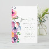 Modern Boho Watercolor Flower Couples Shower Invitation (Standing Front)