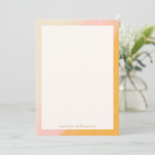 Modern Boho Watercolor Pink Yellow Personalized Note Card