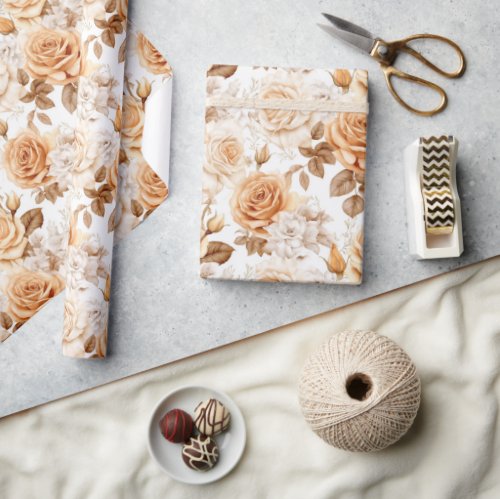 Modern Boho watercolor terracotta and cream roses Wrapping Paper