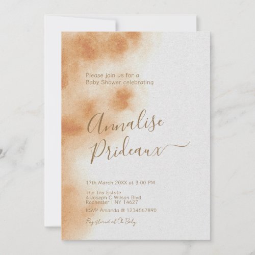 Modern Boho Watercolor Tie Dye Beige Baby Shower Invitation