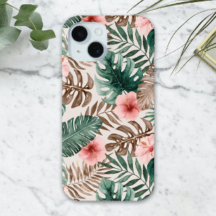 Modern Boho Watercolor Tropical Floral  iPhone 15 Case