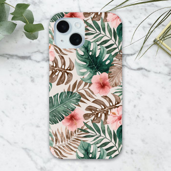 Modern Boho Watercolor Tropical Floral  Iphone 15 Case by UnwrappedVisuals at Zazzle