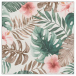 Modern Boho Watercolor Tropical Floral Fabric